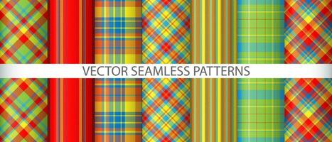 Set check plaid texture. Fabric pattern tartan. Background seamless vector textile.