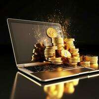 Cryptocurrency Bitcoin digital money golden coin technology Illustration photo