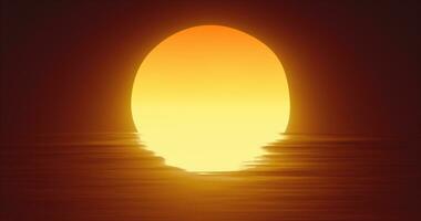 Abstract orange sun over water and horizon with reflections background photo