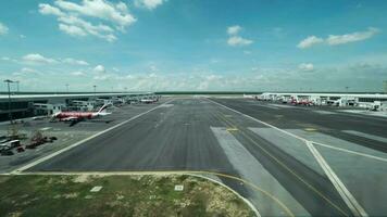Timelapse of plane traffic on flying line in airport video
