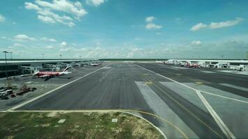 Timelapse of plane traffic on flying line in airport video