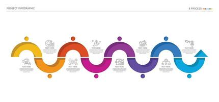 Infographic process design with icons and 8 options or steps. vector