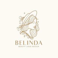 Feminine Line Art Beauty Woman Logo vector