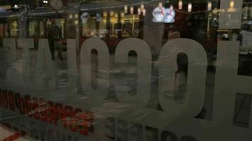 View through the glass window of coffee house, glass reflected cafe, Vienna, Austria video