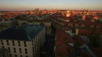 Prague and its Old Town, aerial view video