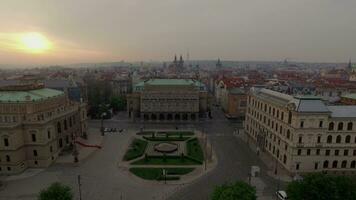 Aerial Prague view with Jan Palach Square and Manes Bridge video