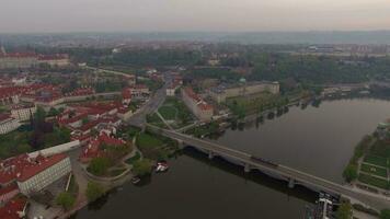 Prague aerial view with Manes Bridge video