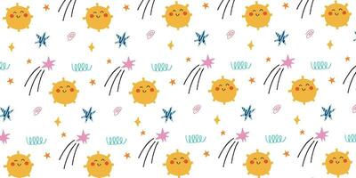 cute space cartoon pattern background vector