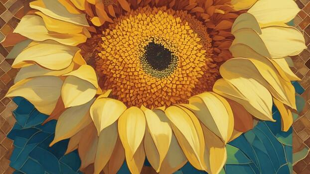 girasol cerca arriba cuadro. mosaico textura antecedentes ai generado foto