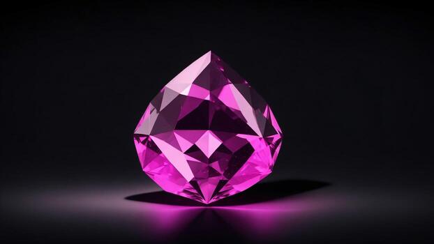 rosado piedra preciosa en un negro antecedentes con sombra, Copiar espacio ai generado foto