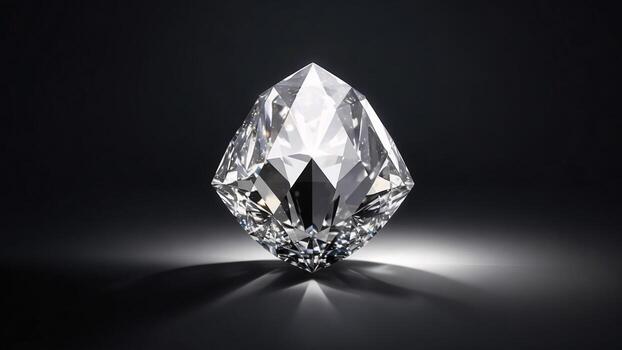 brillante diamante en un negro antecedentes con sombra, cerca arriba ai generado foto