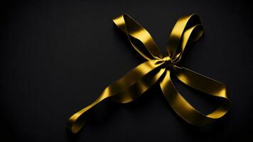 Beautiful golden bow on a black background ai generated photo