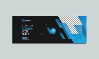 luxury house sale social media cover banner design. vector editable social media cover banner template