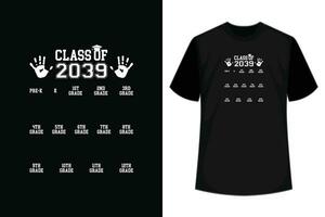 Class of 2039 Grow With Me Shirt With Space For Checkmarks T-Shirt vector