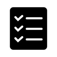lista icono, menú símbolo, Lista de Verificación icono sólido estilo, glifo plano icono. vector diseño elemento.