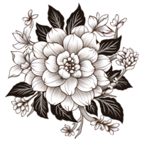 el flor en negro y blanco colorante paginas generado por ai png