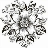 The flower in black and white coloring pages generated by Ai photo