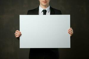 Business man blank board. Generate AI photo