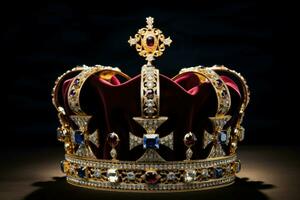 Shiny Gold britain crown. Generate Ai photo
