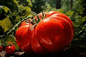 Succulent Big red tomato. Generate Ai photo