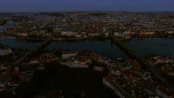 aérien vue de soir Prague, tchèque république video