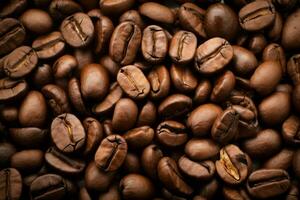 Dark brown coffee beans. Generate Ai photo