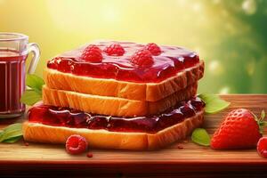 Sweet Berry jam toast stack. Generate Ai photo