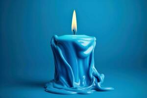 Tranquil Blue candle background. Generate Ai photo