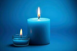 Blue candle background. Generate Ai photo