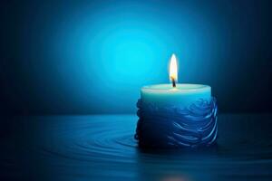 Illuminating Blue candle background. Generate Ai photo