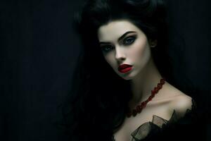 Mysterious Beautiful vampire woman. Generate Ai photo