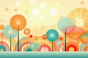 Happy summer party design, a classic 70s background with a warm and sunny theme. Generate Ai photo
