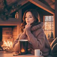 ai generate winter fashion female portrait photo