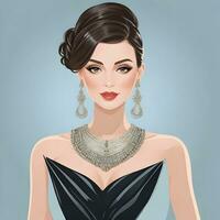 Illustrate a vector portrait of a woman ready for a glamorous photo