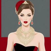 Illustrate a vector portrait of a woman ready for a glamorous photo