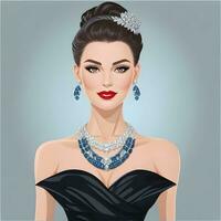 Illustrate a vector portrait of a woman ready for a glamorous photo