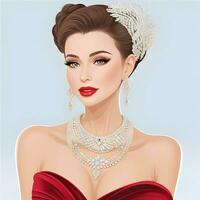 Illustrate a vector portrait of a woman ready for a glamorous photo