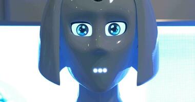 Head of woman robot video