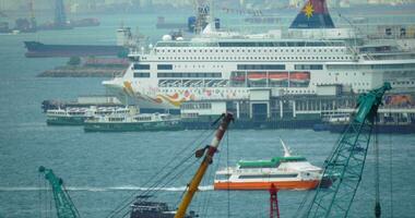 Embarcacion tráfico en hong kong puerto video