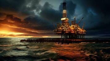 petróleo plataforma a el mar foto