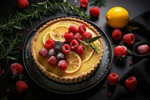 Raspberry lemon tart photo