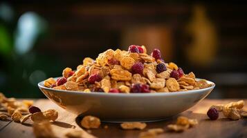 Bowl of cereals for breakfast photo