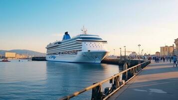 A large tourist liner in ocean photo