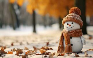 A snowman in winter background photo