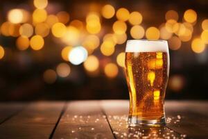 A glass of beer with blurred background photo