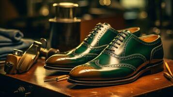 Vintage green mens shoes photo