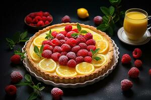 Raspberry lemon tart photo