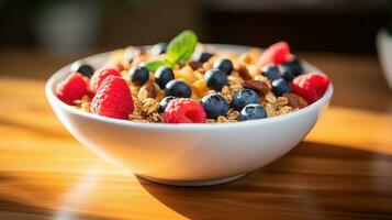 Bowl of cereals for breakfast photo