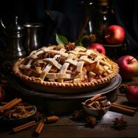 Autumn apple pie photo