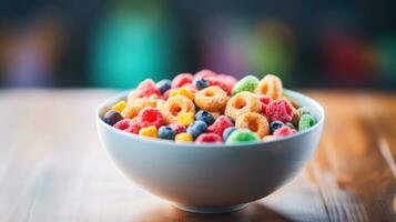 cuenco de cereales para desayuno foto